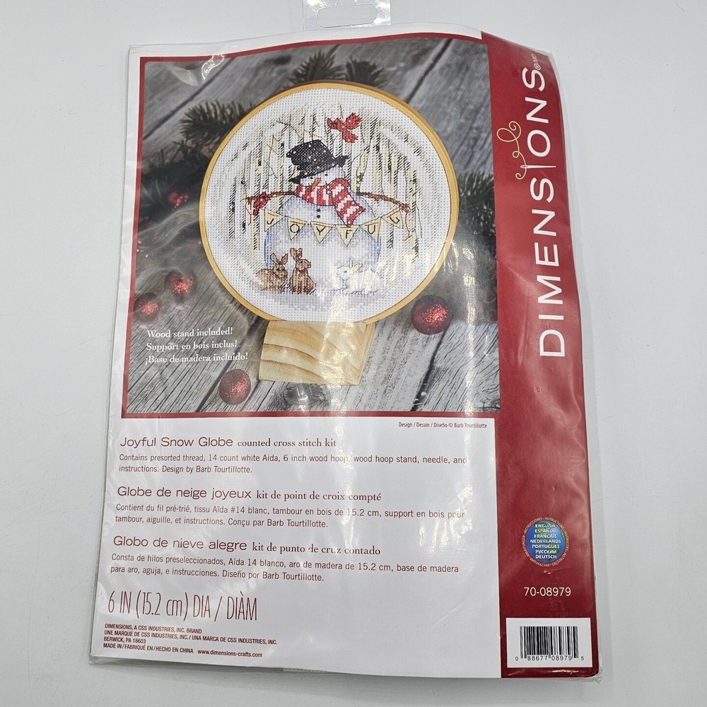 Dimensions Counted Cross Stitch Kit Joyful Snow‎ Globe Snowman 70-08979 Sealed
